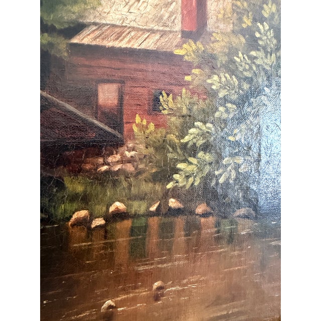 Green 1887 Antique 19 C. American Oil Painting Signed Landscape Shattuck Frame Clamps For Sale - Image 8 of 12