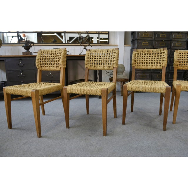 Woven Rope Chairs by Adrien Audoux & Frida Minet for Vibo Versoul, 1940s, Set of 6 For Sale - Image 4 of 17