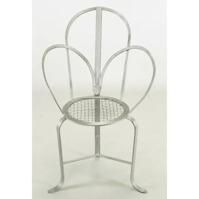 1950s Incised Iron Three-Leg Side Chair For Sale - Image 5 of 11