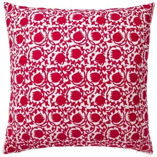 Red Hana-Lotus Red Reversible Euro Sham For Sale - Image 8 of 8