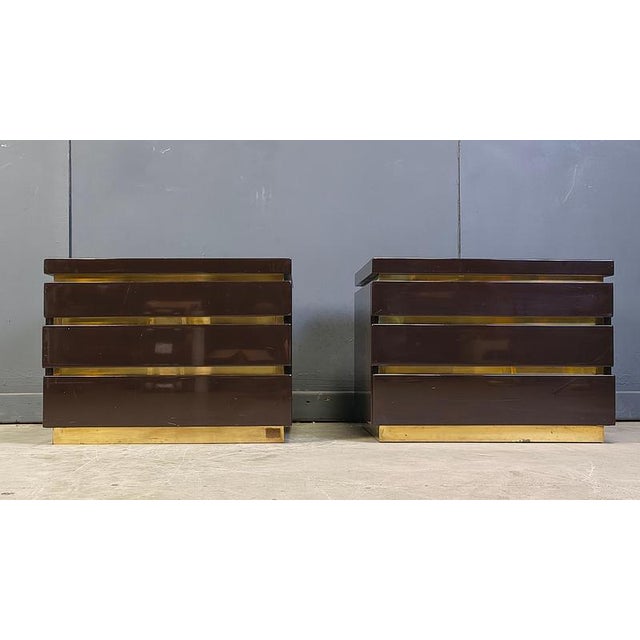 Brown Bedside Cabinets from Jean Claude Mahey, 1970s, Set of 2 For Sale - Image 8 of 12