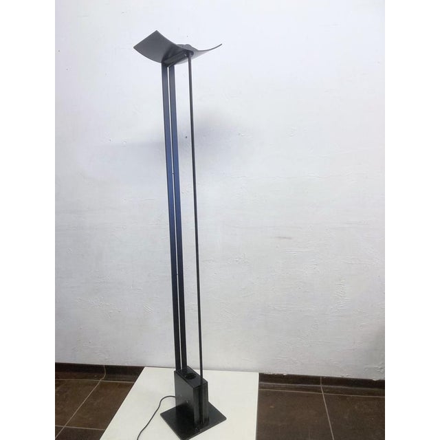 Black Vintage Floor Lamp in Metal, 1980s For Sale - Image 8 of 14