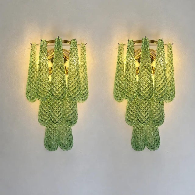 Contemporary Graniglia Green Conchiglie Murano Glass Gold Wall Sconce by Simoeng For Sale - Image 3 of 10