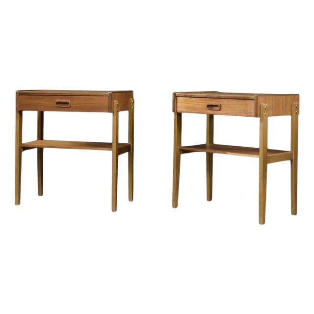 Mid-Century Scandinavian Modern Teak Nightstands, 1960s, Set of 2 For Sale