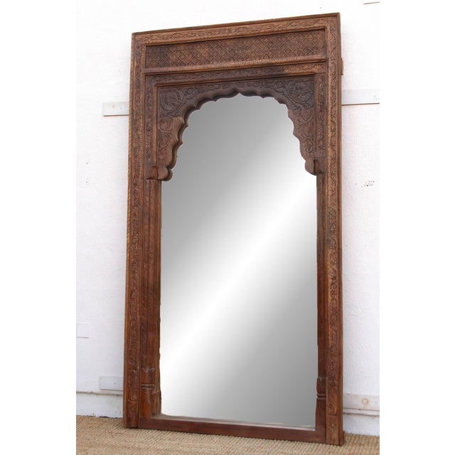 19th Century 116" Tall Moorish Arch Carved Palace Floor Mirror For Sale - Image 5 of 7