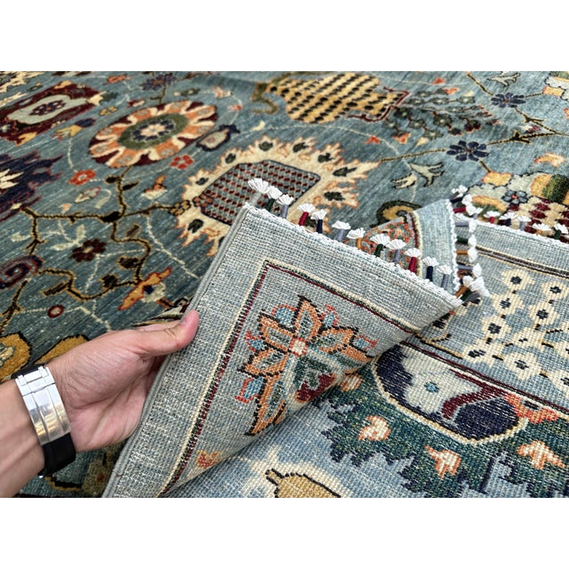 Hand-Knotted Afghan Suzani Chobi Wool Area Rug - 8'11" X 11'11" For Sale - Image 13 of 13