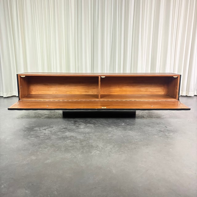 Modern Sideboard with Imitation Leather in Wood and Stainless Steel, 1960 For Sale - Image 4 of 14