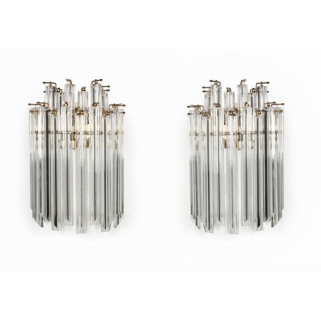 1960s Vintage Italian Transparent Murano Glass Wall Sconces by Paolo Venini, 1960s, Set of 2 For Sale - Image 5 of 6