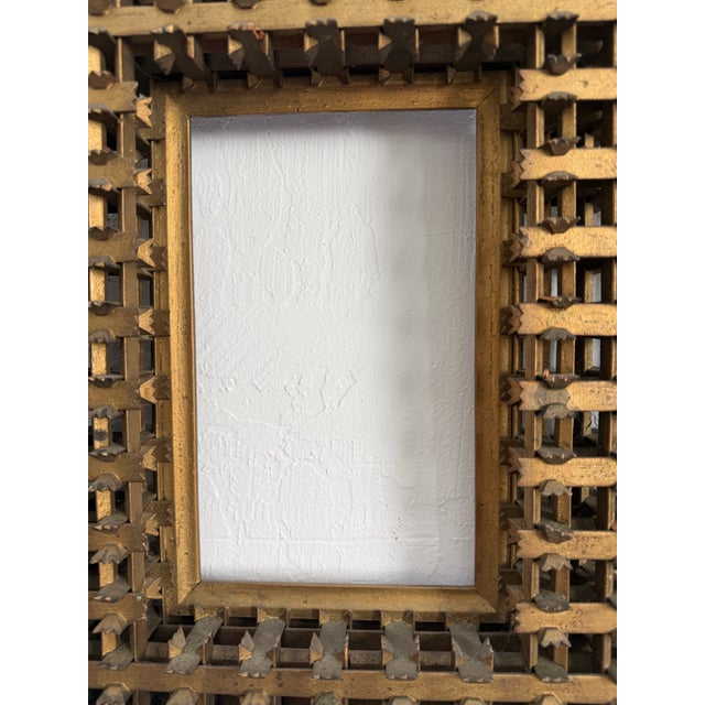 Antique 19th C. Folk/Tramp Art Golden Crown of Thorns Frame For Sale In Seattle - Image 6 of 12