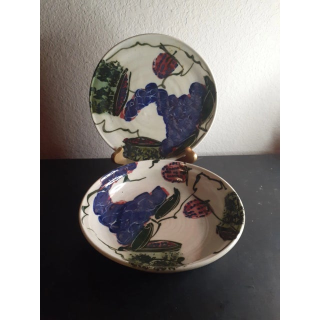 1990s 1990s Artist Signed Art Studio Pottery Set of Bowl & Plate Set- 2 Pieces For Sale - Image 5 of 7
