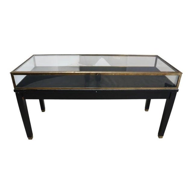 Wood Two Russel Built Ny Ebonized & Brass Locking Lift Top Retail Display Cases C1930 For Sale - Image 7 of 18