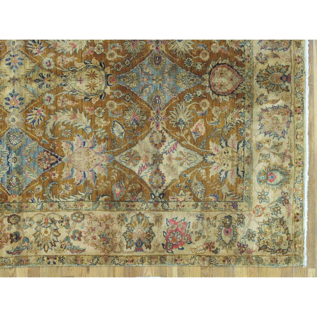 Brown Vintage Indo Tabriz Carpet, Oriental Rug, Handmade, Taupe, Gold, Cream Caramel For Sale - Image 8 of 15
