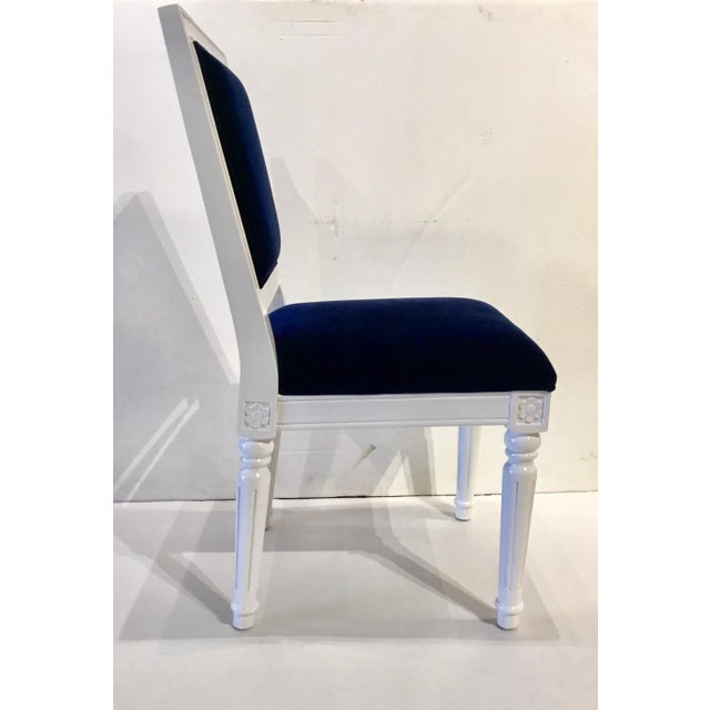 Original Retail $1167, Stylish modern Worlds Away Scarsdale Side Chair, white lacquer frame with rose medallion detail and...