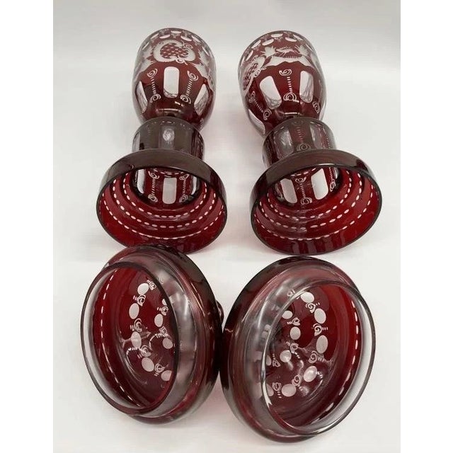 Glass Early 20th Century Bohemian Red Cut to Clear Crystal Lidded Urn Vase For Sale - Image 7 of 7