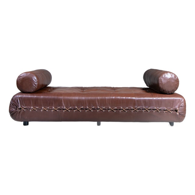 Daybed in Brown Leather, 1960 For Sale