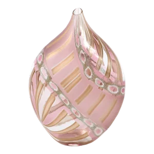 Mid-Century Hand-Blown Amethyst Murano Glass Vase W/ 24k Rose Gold Striations