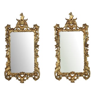 Baroque Style Carved and Gilded Mirrors, 1890s, Set of 2 For Sale