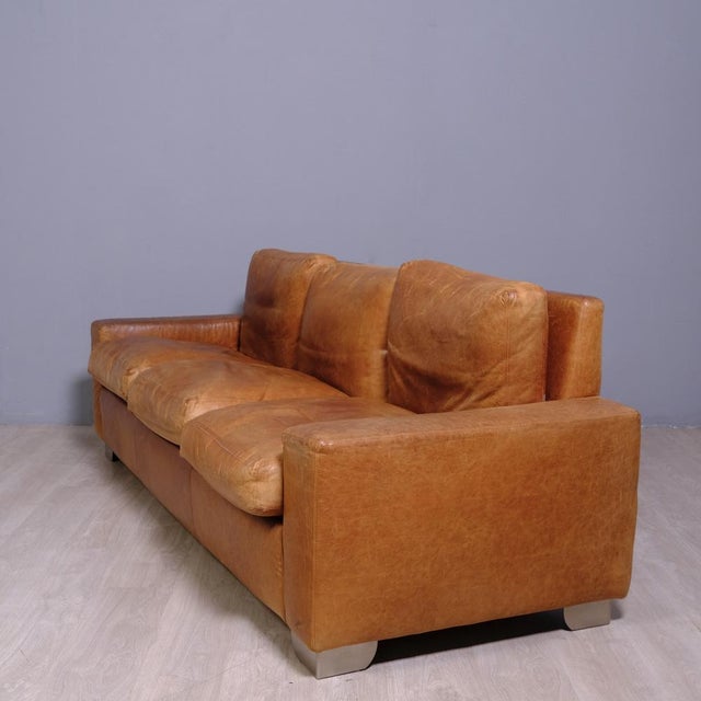 Artisanal Leather 3-Seater Sofa, 1990s For Sale - Image 6 of 18
