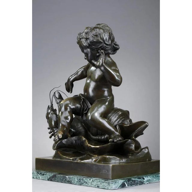 Brown Bronze Sculpture, Child Pinched by a Crayfish in the style of Jean-Baptiste Pigalle For Sale - Image 8 of 18