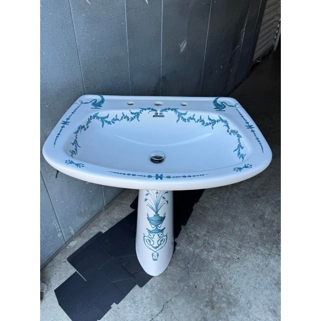 Porcelaine De Paris France Hand-Painted Pedestal Sherle Wagner Sink. The Lamballe pattern is an elegant French design...