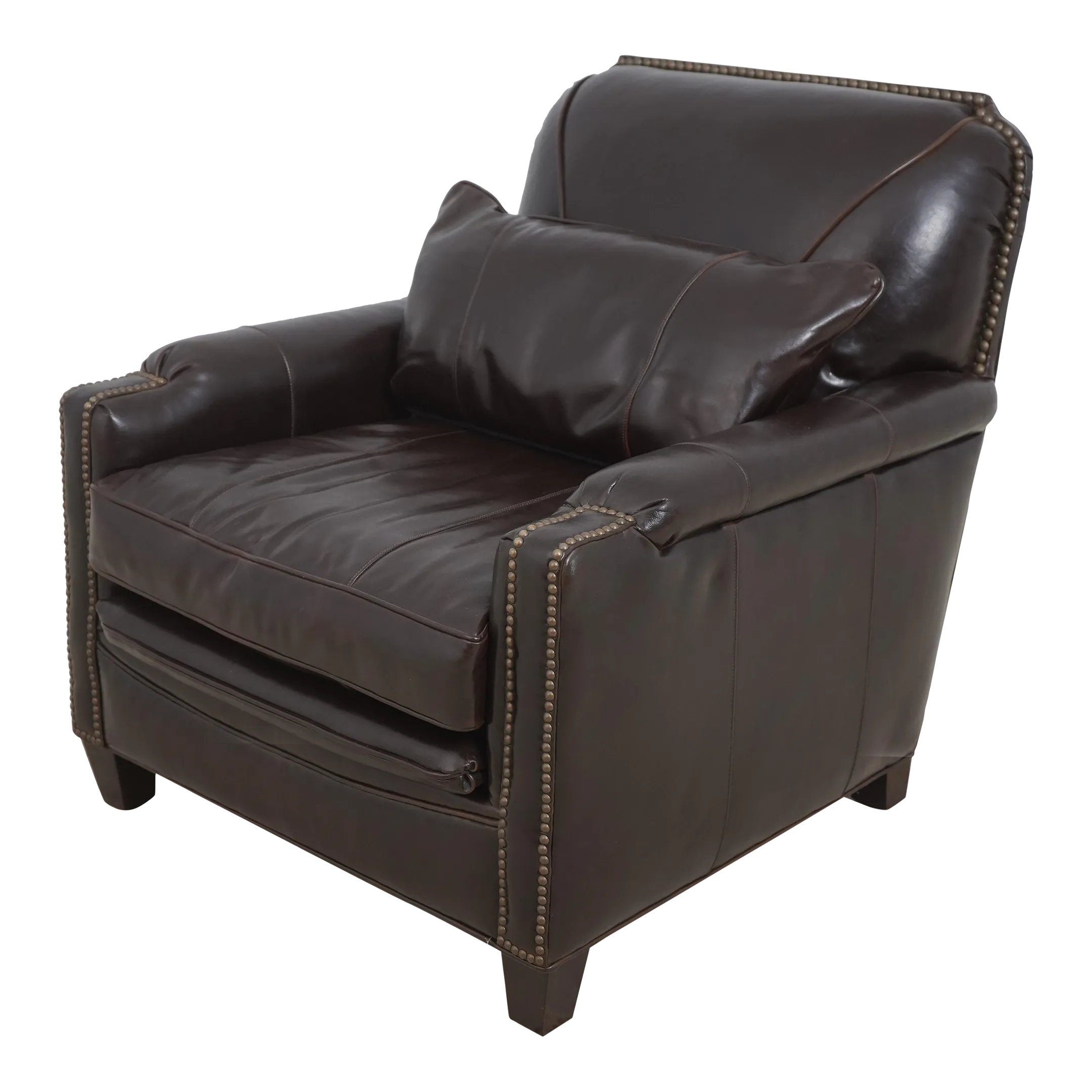 Drexel Heritage High Quality Stitched Leather Club Chair | Chairish