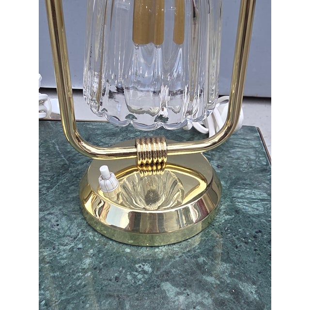 Art Deco Table Lamps in Brass and Murano Glass, 1930, Set of 2, in Very Good conditions. Designed 1920 to 1949 This piece...