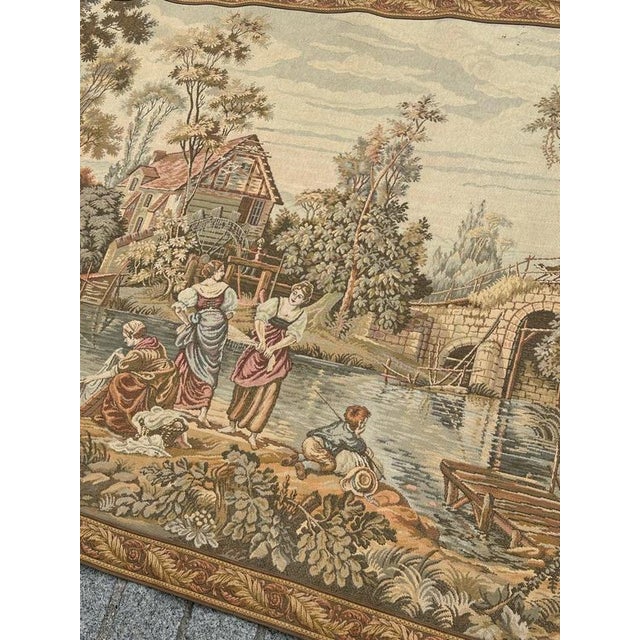Vintage French Aubusson Style Jacquard Tapestry, 1970s For Sale - Image 9 of 18