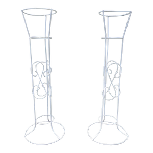 Vintage Salterini Style White Metal Outdoor Plant Stands- A Pair
