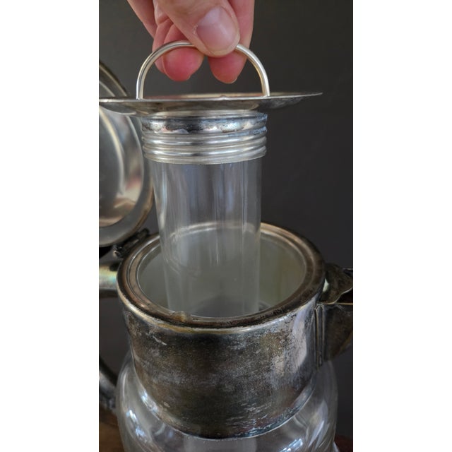 Transparent Mid 20th Century Cut Crystal and Silverplate Ice-Tube Beverage Pitcher For Sale - Image 8 of 18