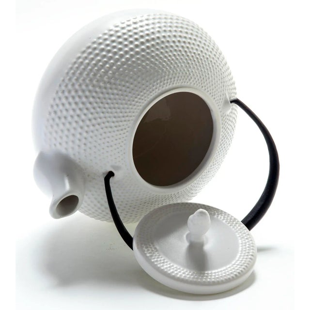 Mid Century Japanese Ceramic White Tea-Pot With Iron Handle For Sale - Image 9 of 12