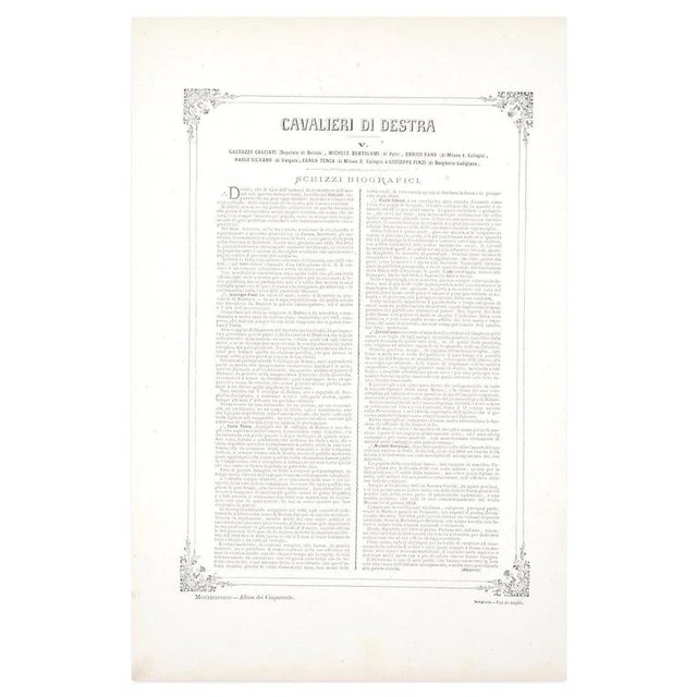 Cavalieri di destra is an original artwork realized in the 1870s by antonio manganaro. Original colored lithograph. Good...