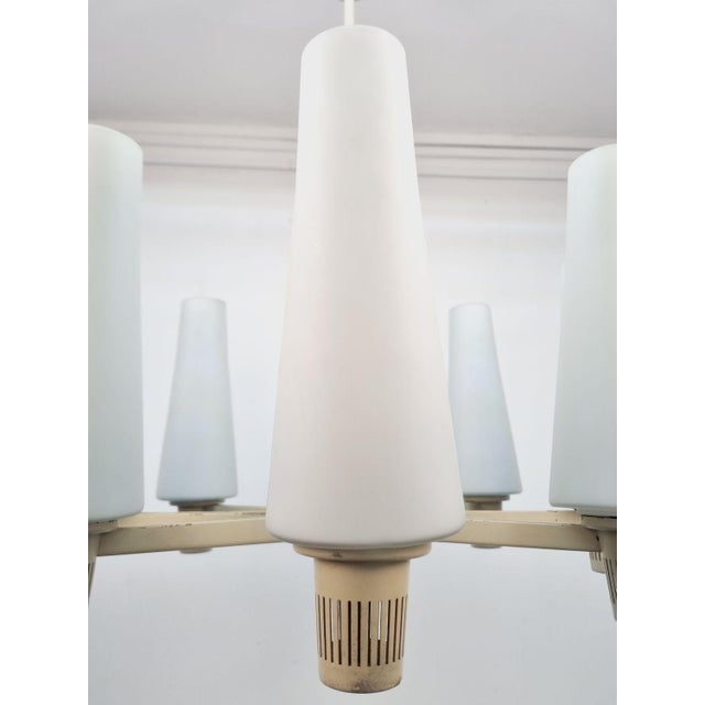 Glass Vintage White Chandelier, 1960s For Sale - Image 7 of 11