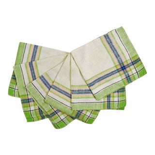 Vintage Cotton Plaid Napkins - Set of 6 For Sale