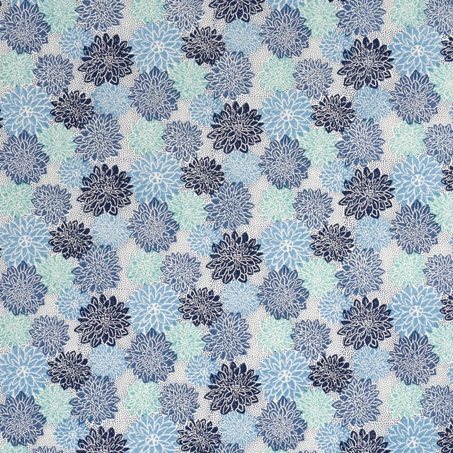 SAMPLE - Schumacher x Molly Mahon Dahlia Fabric In Blues For Sale