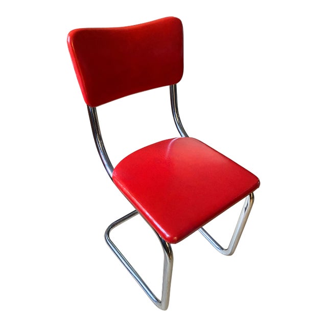 1930s Kem Webber Lloyd Red Vinyl Art Deco Lounge Chair For Sale