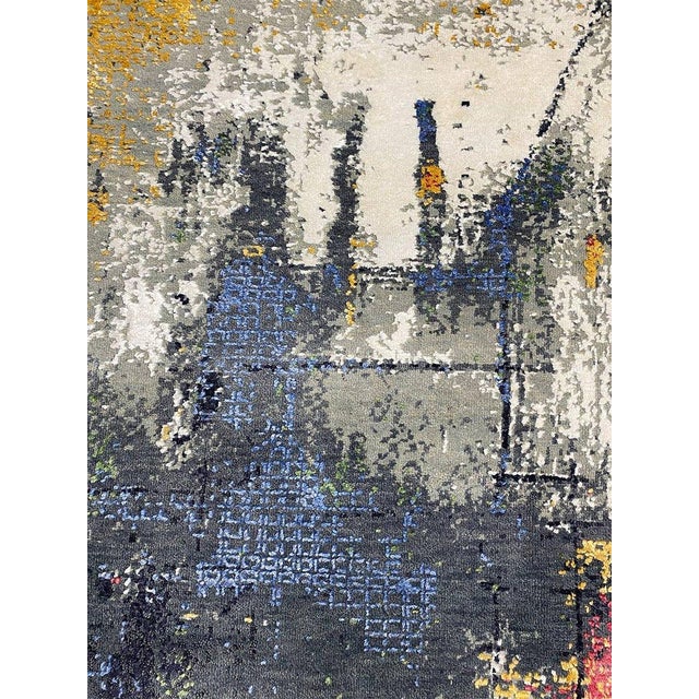 1990s Handwoven Modern Abstract Area Rug 5x7 For Sale - Image 10 of 10