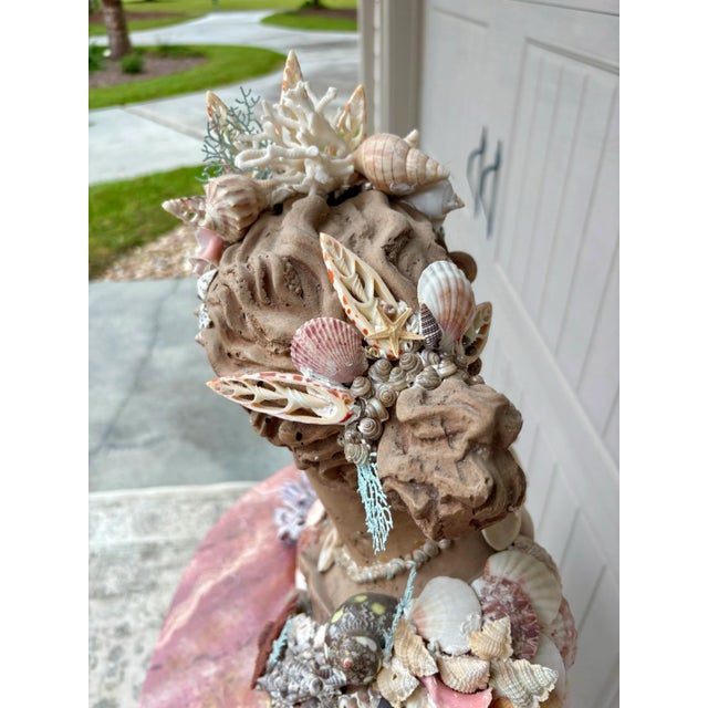Seashell Encrusted Heavy Bust Ocean Goddess For Sale In Savannah - Image 6 of 12