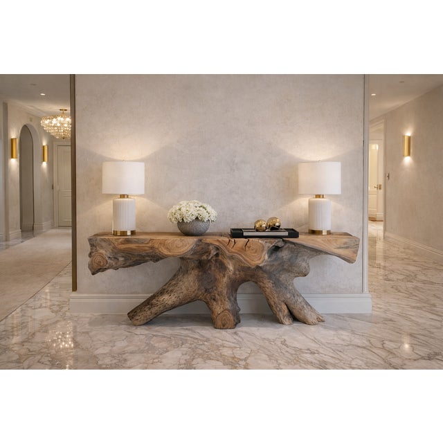 Early 21st Century Suar Wooden Console Table by Xyleia Petrified Wood For Sale - Image 5 of 6