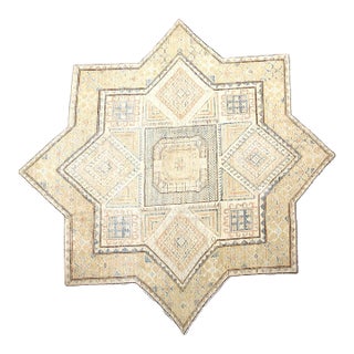 Ariana 6'4" Star-Shaped Geometric Afghan Hand-Knotted Wool Rug For Sale