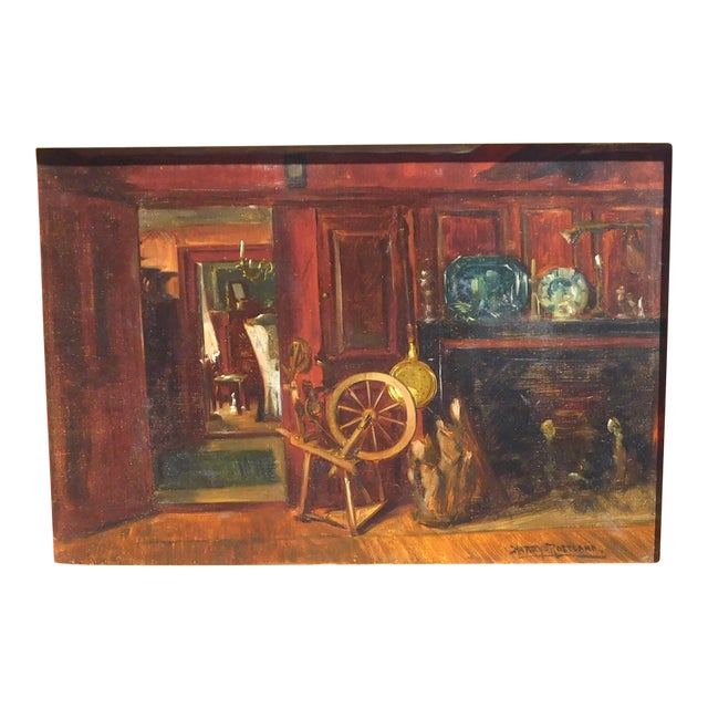 Harry Roseland Oil Painting Early 20th Century Harry Roseland Original Oil Painting Interior Scene 14 X 20, Framed For Sale