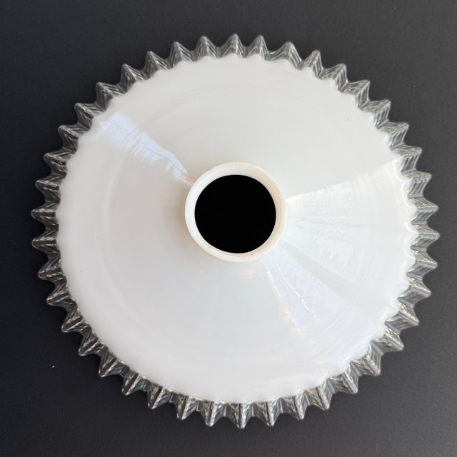 1930s French White Opaline Glass “Frill” Pendant Light, 1930s For Sale - Image 5 of 7