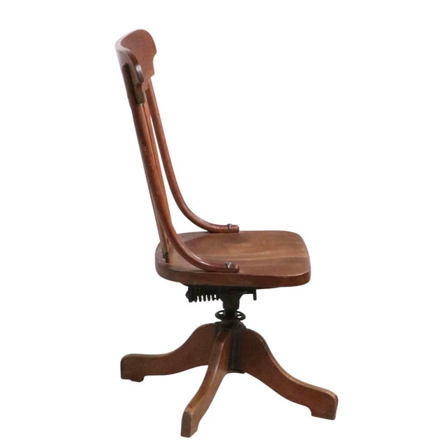 Brown Late 19th Century Victorian Oak Swivel Desk Chair For Sale - Image 8 of 14