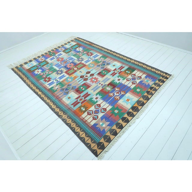 This beautiful rug from westhern of Turkey Afion Nomads. Handspun Pure Wool Rug. Kilim rug has original traditional multi...