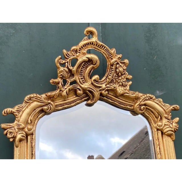 Wood Pair of Large Rococo-Style Gold Leaf Full-Length Floor Mirrors, Late 20th Century For Sale - Image 7 of 12