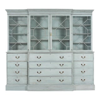 19th Century Georgian Astral Glazed Painted Bookcase With Secretary For Sale