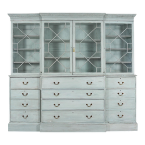 19th Century Georgian Astral Glazed Painted Bookcase With Secretary