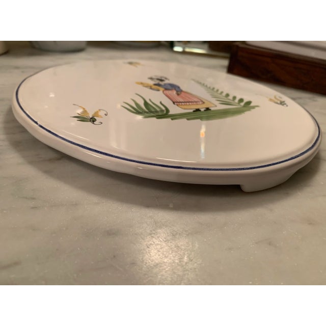 Vintage Hand Painted French Faience Wall Plaque or Trivet For Sale - Image 4 of 9