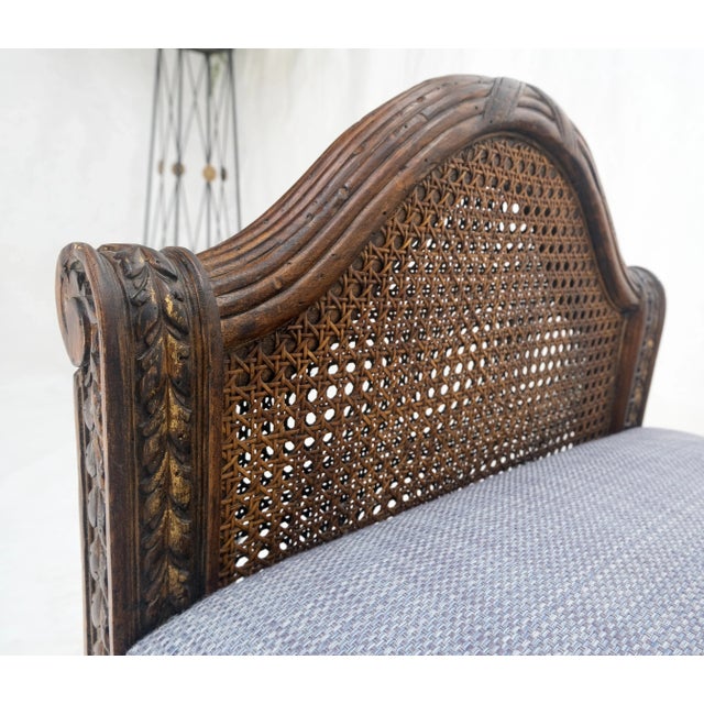 Very Fine Carved French Upholstered Bench w/ Cane Panels For Sale - Image 6 of 7