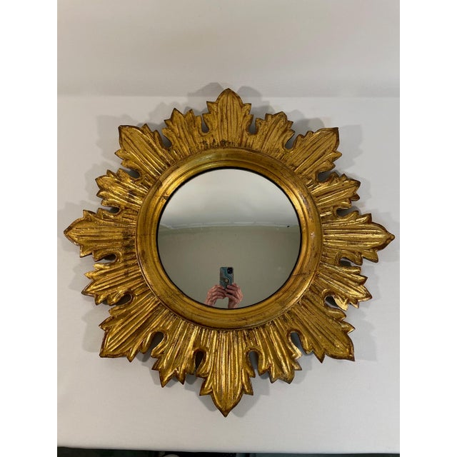 Vintage French Style Giltwood Sunburst Wall Mirror For Sale - Image 13 of 15