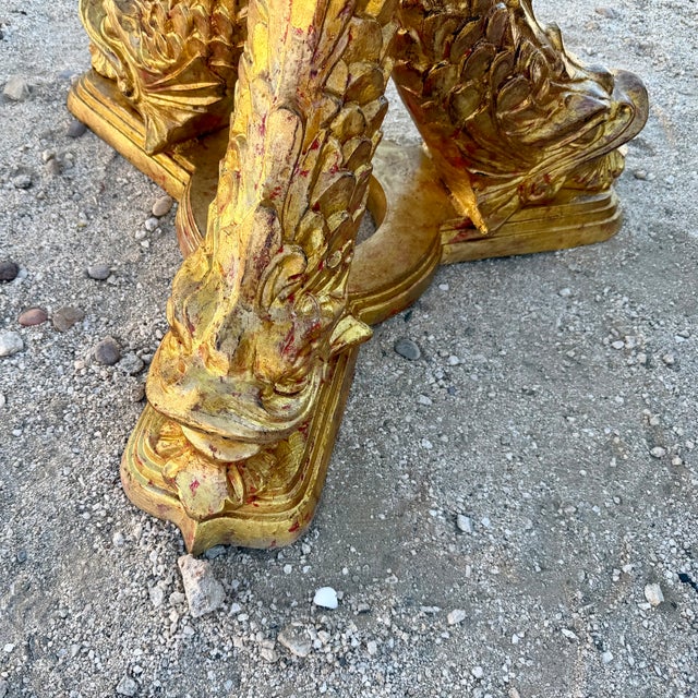 Vintage Hollywood Regency Gold Koi Fish With Round Glass Top Dining Table For Sale - Image 4 of 8